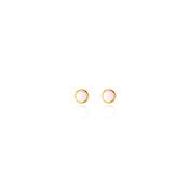 Yellow Gold &amp; Mother-of-Pearl Button Stud Earrings image