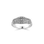 Vintage-Style Diamond &amp; Platinum 3-Band Dress Ring image