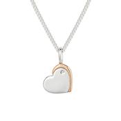 D for Diamond Rose Edge Heart Necklace