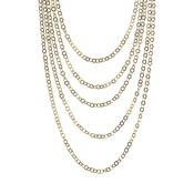 Bronzallure Golden Multistrand Flat Rolo Chain Necklace