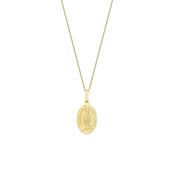 Yellow Gold Oval Miraculous Medal Pendant Necklace - 11mm image