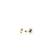 Yellow Gold &amp; CZ Rubover Stud Earrings - 5mm image