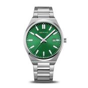 Bering Classic Watch | Polished Steel &amp; Green image