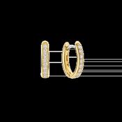 Ti Sento Oval Hoop Earrings - Gold &amp; CZ 13mm image