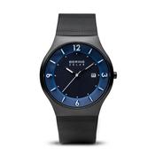 Bering Slim Solar Mesh Watch | Brushed Black &amp; Blue image