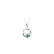 Silver &amp; CZ Claddagh Pendant Necklace image
