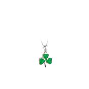 Silver &amp; Green Enamel Shamrock Pendant Necklace image