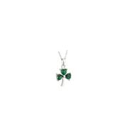 Silver &amp; Green Crystal Shamrock Pendant Necklace image