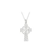 Silver Double Sided Celtic Cross Pendant Necklace image