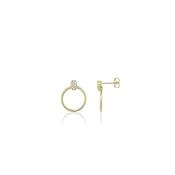 Yellow Gold &amp; CZ Door Knocker Stud Earrings image