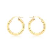 Yellow Gold Round Tube Hoop Earrings - 20mm