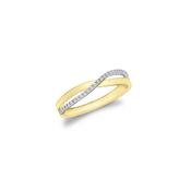 Yellow Gold &amp; CZ Crossover Ring