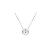 White Gold &amp; CZ Slider Pendant Necklace image