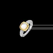 Ti Sento Cushion Ring - MOP, CZ &amp; Gold image
