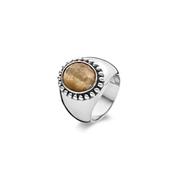 Ti Sento Silver Beaded Signet Ring - Light Brown image
