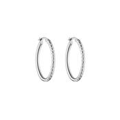 9ct. White Gold Textured Hoop Earrings image