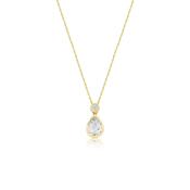 9ct. Yellow Gold &amp; CZ Teardrop Pendant Necklace image
