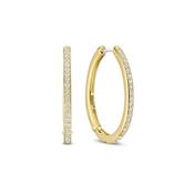 Ti Sento Classics Gold &amp; CZ Oval Hoop Earrings - 25mm image