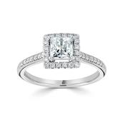 Poppy - White Gold Princess Cut Diamond Halo Engagement Ring image