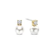 Ti Sento Pearl &amp; CZ Stud Earrings - Gold image