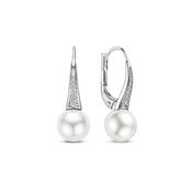 Ti Sento Silver CZ &amp; Pearl Drop Earrings image
