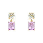 Green Quartz &amp; Rose Amethyst Drop Earrings image