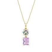 Green Quartz &amp; Rose Amethyst Drop Pendant Necklace image