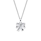 D for Diamond Silver Bow Pendant Necklace image
