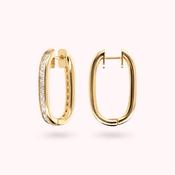 Bronzallure Golden Oval &amp; CZ Hoop Earrings - 20mm image