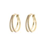 9ct. Yellow Gold &amp; CZ Double Hoop Earrings image