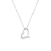 White Gold Open Love Heart Necklace