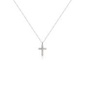 White Gold &amp; Diamond Cross Pendant Necklace