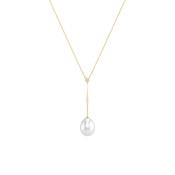 Yellow Gold, Diamond &amp; Pearl Drop Necklace