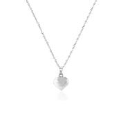 White Gold Puffed Heart Pendant Necklace