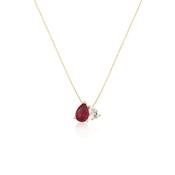 Gold &amp; Dual Pear Stone Necklace