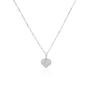 White Gold &amp; Pave Diamond Heart Pendant Necklace