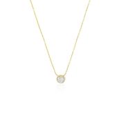 Yellow Gold CZ Halo Pendant Necklace image