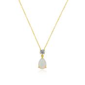 Lab Opal &amp; CZ Pendant Necklace