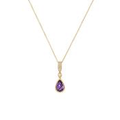 Gold, Diamond &amp; Amethyst Pendant Necklace