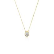 Yellow Gold CZ Oval Pendant Necklace
