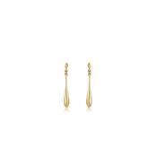 Yellow Gold Long Drop Stud Earrings