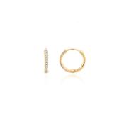 Yellow Gold &amp; Diamond Hoop Earrings - 12mm image