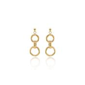 Yellow Gold Circle Drop Stud Earrings