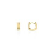 Yellow Gold Wide Square Hoop Earrings - 11mm