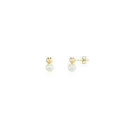 Gold Ball &amp; Pearl Stud Earrings