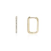 Yellow Gold Cubic Zirconia Square Hoop Earrings