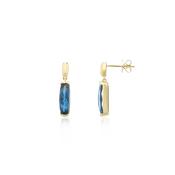 Yellow Gold London Blue Topaz Earrings