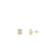Yellow Gold CZ Octagon Stud Earrings