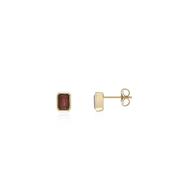 Yellow Gold Garnet Octagon Stud Earrings