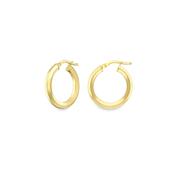 Yellow Gold Bevelled Tube Hoop Earrings - 15mm image